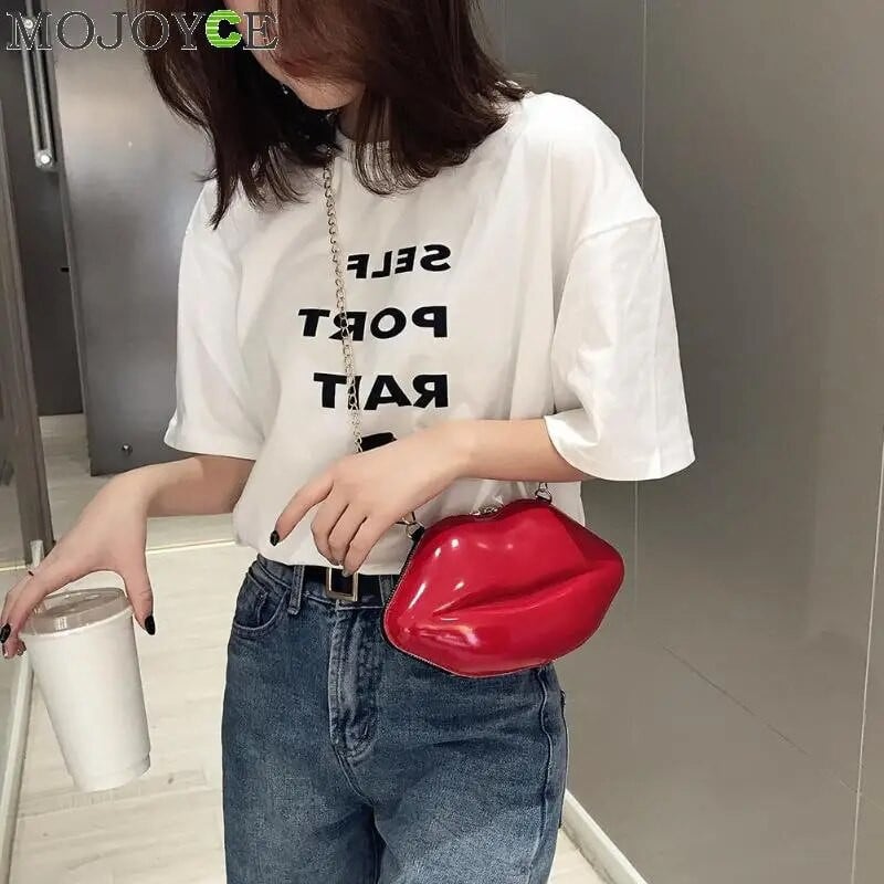 Lips Shape PVC Ručne torbice Puni patentni zatvarač Torba na rame Crossbody Messenger Telefon Torbica za novčiće Večernja zabava Spojke Bolsas Feminina Saco