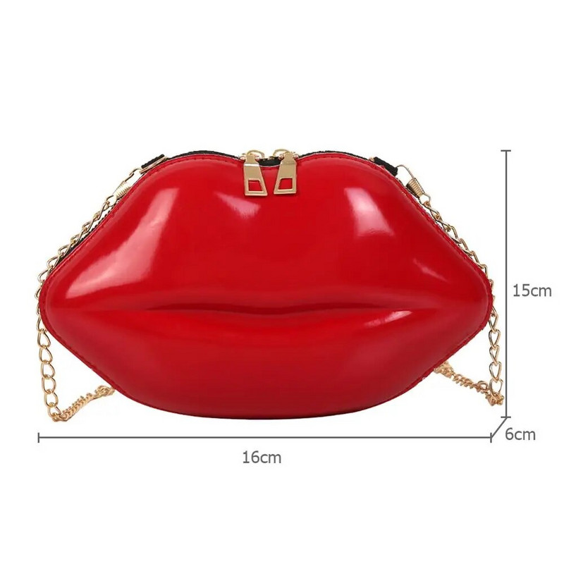 Lips Shape PVC Ručne torbice Puni patentni zatvarač Torba na rame Crossbody Messenger Telefon Torbica za novčiće Večernja zabava Spojke Bolsas Feminina Saco