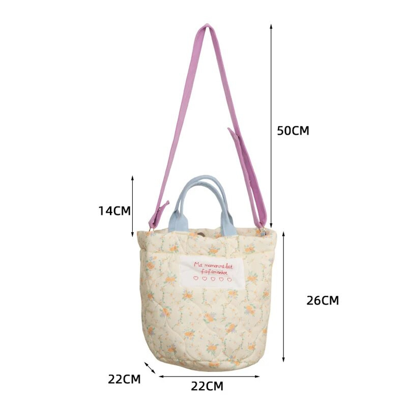 Hylhexyr pamučna i lanena prošivena pamučna torba na rame torba u obliku kante cvjetni fragmenti mamine torbe preko ramena