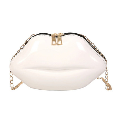 Lips Ženske torbe na rame Modne torbe s lancem od čvrstog PVC-a i patentnim zatvaračem Ženske male jednostavne torbe preko ramena