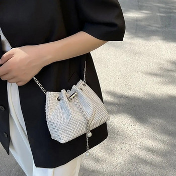 υφασμάτινη παγιέτα χιαστί τσάντα στρας Full Diamond γυναικείες τσάντες Chain Shoulder bag Γυναικεία τσάντα μικρή τσάντα κουβά