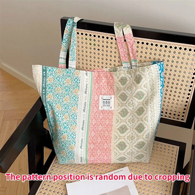 Vintage cvjetna ženska torba za plažu Mekana tkanina velikog kapaciteta Ženske torbe na rame Prijenosne ženske putne torbe