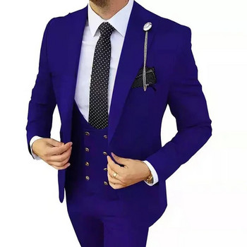 Σετ 3 τμχ Blazers σακάκι παντελόνι γιλέκο / ανδρικό κοστούμι 2023 Νέο επαγγελματικό γάμο οικοδεσπότης Ρούχα Slim Fit Παντελόνι Παντελόνι Γιλέκο