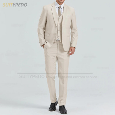 Klasična odijela za muškarce, uski kroj, svečani blejzer s 2 gumba, hlače, 3 komada, poslovni vjenčani smoking za muškarce, modni set muških odijela