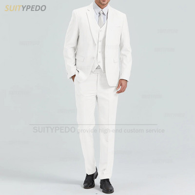 Klasična odijela za muškarce, uski kroj, svečani blejzer s 2 gumba, hlače, 3 komada, poslovni vjenčani smoking za muškarce, modni set muških odijela