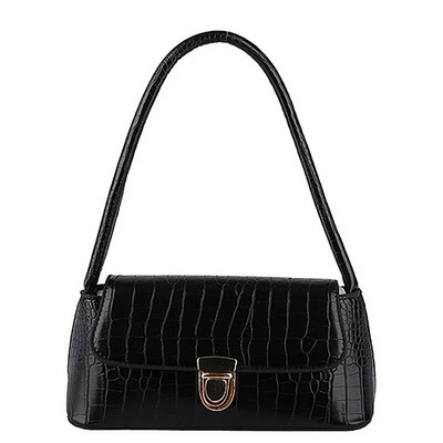 Krokodillimustriga mood naiste õlakott Lihtne ühevärviline kaenlaaluse kott, vabaaja PU-nahast naiste väikesed ruudukujulised käekotid