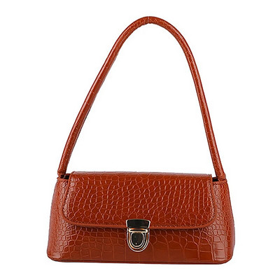 Krokodillimustriga mood naiste õlakott Lihtne ühevärviline kaenlaaluse kott, vabaaja PU-nahast naiste väikesed ruudukujulised käekotid