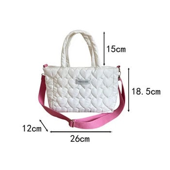 Hylhexyr Ins Soft Quilted Heart Messenger Bag Girl Преносима ръчна чанта Квадратни чанти през рамо за жени