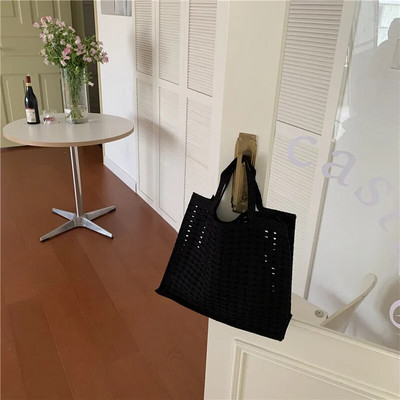 Hylhexyr Hollow Out γυναικείες τσάντες 2022 Καλοκαιρινή υφασμένη τσάντα παραλίας Μονόχρωμες μονόχρωμες casual tote τσάντες για γυναίκες