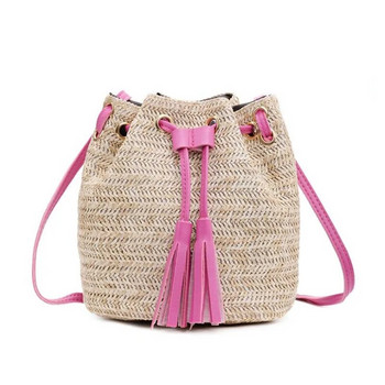 Τσάντα ρετρό με κουβά κορδόνι τσάντα χειρός Καλοκαιρινή νέα γυναικεία φούντα φορητή τσάντα ώμου
