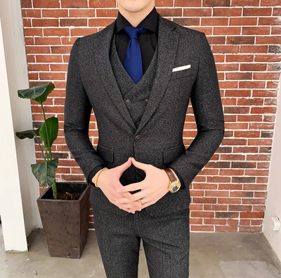 Visokokvalitetno (Blazer + prsluk + hlače) muško talijansko elegantno modno jednostavno poslovno ležerno trodijelno odijelo