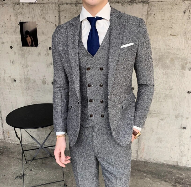 Visokokvalitetno (Blazer + prsluk + hlače) muško talijansko elegantno modno jednostavno poslovno ležerno trodijelno odijelo
