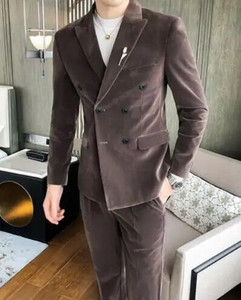 Elegáns borvörös öltönyök férfi bársony luxus öltönyök férfi vőlegény esküvői velúr öltönyök úri ruha 2 db Flanel zöld bordó