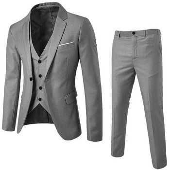 Κλασικό ανδρικό σετ 3 τεμαχίων κοστούμι νυφικά για άντρες Slim κοστούμι σακάκι παντελόνι γιλέκο κοστούμι ανδρικό σμόκιν Μονό στήθος κοστούμι Homme
