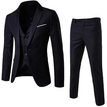 Κλασικό ανδρικό σετ 3 τεμαχίων κοστούμι νυφικά για άντρες Slim κοστούμι σακάκι παντελόνι γιλέκο κοστούμι ανδρικό σμόκιν Μονό στήθος κοστούμι Homme
