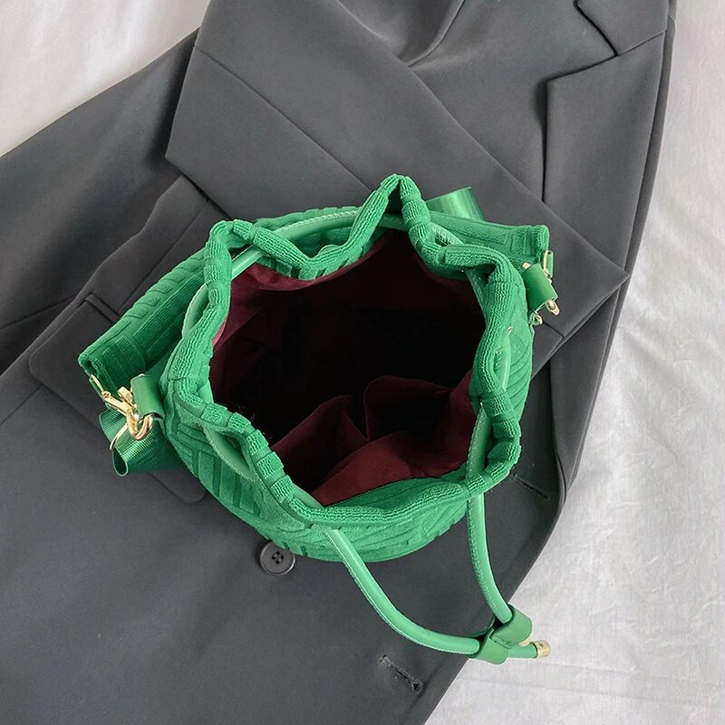 Zöld velúr vödör vállas táskák női tervező kézitáska pénztárca divat törölköző dombornyomott kuplungtáska női futártáskák