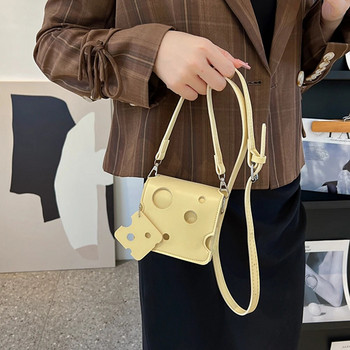 Εξατομικευμένη μικρή τσάντα χιαστί σε σχήμα τυριού PU Δερμάτινα πορτοφόλια με κέρματα για κορίτσια Γυναικείες μίνι τσάντες σφεντόνας Μόδα φέτα κρεμαστό πορτοφόλι