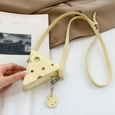 Personalizirana mala torba preko ramena u obliku sira PU kožne torbice za djevojčice Ženske mini torbice s privjeskom Modni novčanik s privjeskom