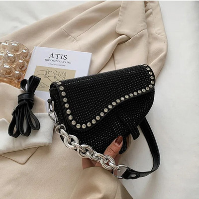 Ženske modne male sedlaste torbe Bright Diamond Luksuzni dizajner Crossbody Ženska torba ispod pazuha Dizajn marke
