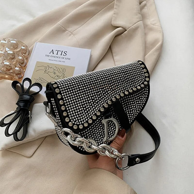 Ženske modne male sedlaste torbe Bright Diamond Luksuzni dizajner Crossbody Ženska torba ispod pazuha Dizajn marke