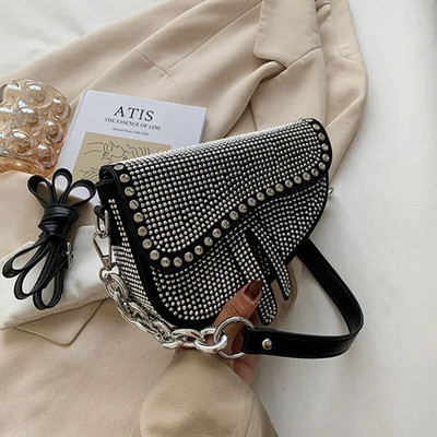 Ženske modne male sedlaste torbe Bright Diamond Luksuzni dizajner Crossbody Ženska torba ispod pazuha Dizajn marke