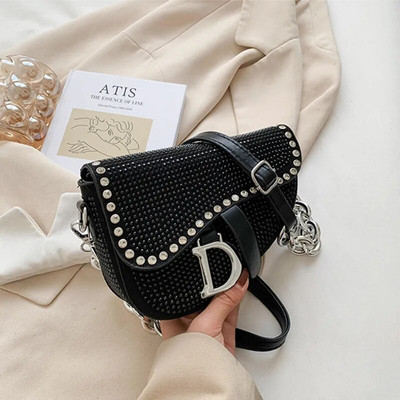 Ženske modne male sedlaste torbe Bright Diamond Luksuzni dizajner Crossbody Ženska torba ispod pazuha Dizajn marke