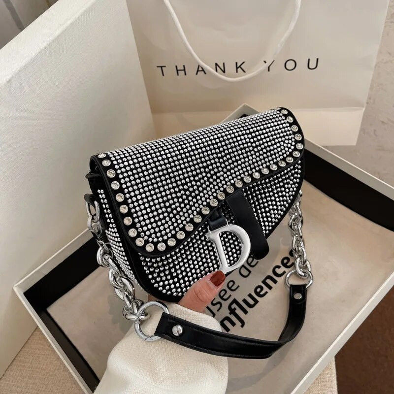 Ženske modne male sedlaste torbe Bright Diamond Luksuzni dizajner Crossbody Ženska torba ispod pazuha Dizajn marke