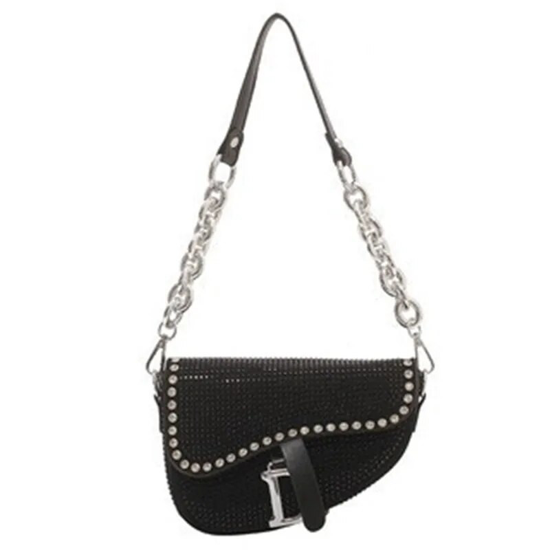 Ženske modne male sedlaste torbe Bright Diamond Luksuzni dizajner Crossbody Ženska torba ispod pazuha Dizajn marke