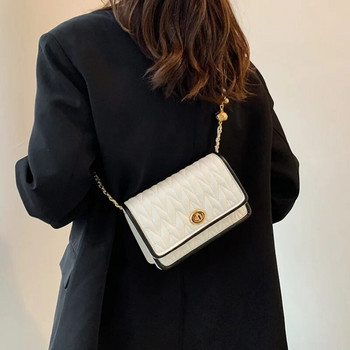 Нова модна дамска чанта през рамо Проста текстура на верига Малка квадратна чанта Лека луксозна парти чанта през рамо Портмонета и чанти