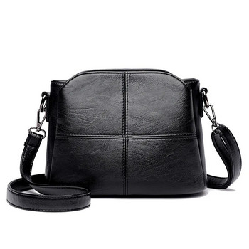 Винтидж дамска мека PU кожена чанта през рамо Квадратна едноцветна кръстосана дамска чанта на средна възраст, нови големи дамски чанти