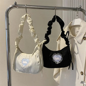 Válltáskák Női Nylon Rajzfilm Nyúl Édes Lovely Girls Minden meccsre ráncos pánt csipke hónalj cipzár Divat márka Ins Retro