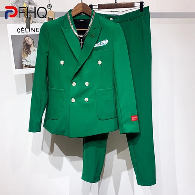 PFHQ Есенни мъжки модни двуредни блейзъри Красиви светли луксозни висококачествени едноцветни панталони 21Z1251