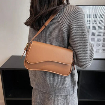 Ретро кожени чанти през рамо за жени 2024 г. Дизайнерски дамски малки чанта с капаче през рамо под мишниците Дамски чанти и портмонета