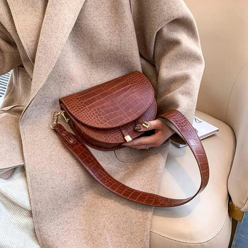 Нова луксозна дамска чанта през рамо през рамо с ретро крокодилска дамска чанта от PU кожа с полукръг Малка чанта Дамски чанти за ракла