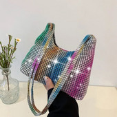 Geantă de mână strălucitoare cu strasuri de modă pentru femei, poșetă de seară, poșetă, genți cu design de lux, geantă de umăr pentru femei
