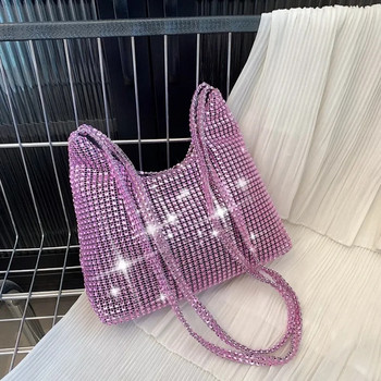 Модна лъскава дамска чанта с кристали Дамски искрящи вечерни клъчове Чанти с портмоне Луксозен дизайн Ежедневна чанта Дамска чанта за рамо