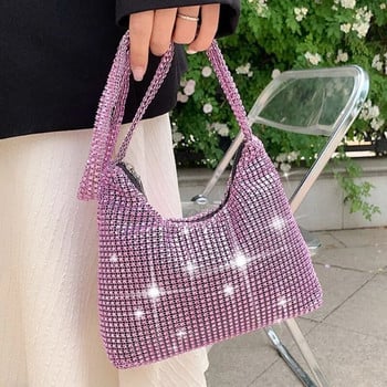 Модна лъскава дамска чанта с кристали Дамски искрящи вечерни клъчове Чанти с портмоне Луксозен дизайн Ежедневна чанта Дамска чанта за рамо