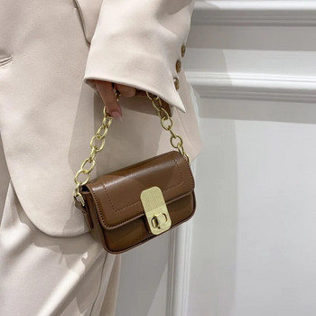 Дамски чанти Модна мини чанта с червило Дизайнерска чанта за през рамо с въртяща се ключалка PU Чанта за през рамо Верига Чанта през рамо Дамска чанта и портмоне Дамски клъч