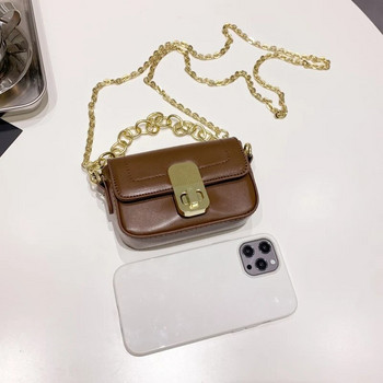 Дамски чанти Модна мини чанта с червило Дизайнерска чанта за през рамо с въртяща се ключалка PU Чанта за през рамо Верига Чанта през рамо Дамска чанта и портмоне Дамски клъч