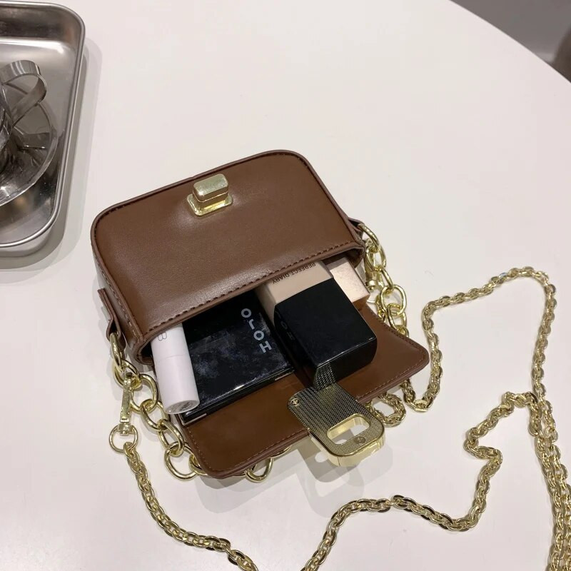 Γυναικείες τσάντες Μόδα μίνι κραγιόν Τσάντα σχεδιαστής Rotary Lock Τσάντα ώμου PU Τσάντα χιαστί Τσάντα τσάντα και πορτοφόλι Γυναικείο συμπλέκτη