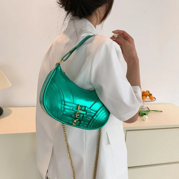 Y2K Малки странични чанти през рамо за жени 2023 г. Дизайнерски луксозни модни дамски чанти Тенденция от кожа под мишниците Дамска чанта през тялото с верига