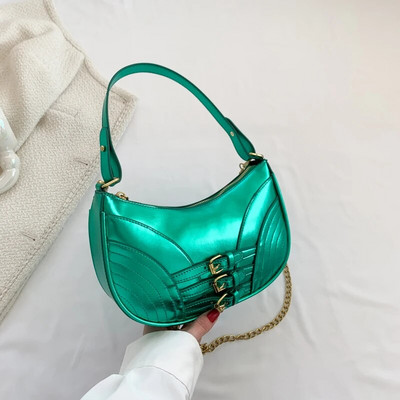 Y2K Μικρές πλαϊνές τσάντες ώμου για γυναίκες 2023 Σχεδιαστές πολυτελείς τσάντες μόδας Trend Δερμάτινες μασχάλες Γυναικεία τσάντα χιαστί με αλυσίδα