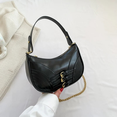 Y2K Μικρές πλαϊνές τσάντες ώμου για γυναίκες 2023 Σχεδιαστές πολυτελείς τσάντες μόδας Trend Δερμάτινες μασχάλες Γυναικεία τσάντα χιαστί με αλυσίδα