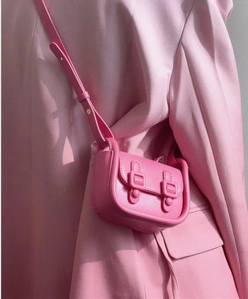 Чанти за жени Minortity Designer Pink Solid Color Sweet Hot Crossbody Earphone Червило Чанти Portable Magnet Snap PU Square