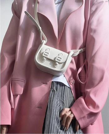 Чанти за жени Minortity Designer Pink Solid Color Sweet Hot Crossbody Earphone Червило Чанти Portable Magnet Snap PU Square