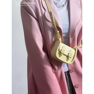 Krepšiai moterims Minortity Designer Rožinė Vienspalvė Saldus Hot Crossbody Ausinių lūpų dažų Krepšiai Nešiojami Magnetiniai Snap PU Square