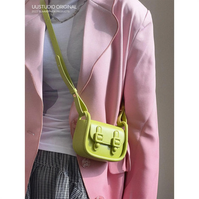 Krepšiai moterims Minortity Designer Rožinė Vienspalvė Saldus Hot Crossbody Ausinių lūpų dažų Krepšiai Nešiojami Magnetiniai Snap PU Square