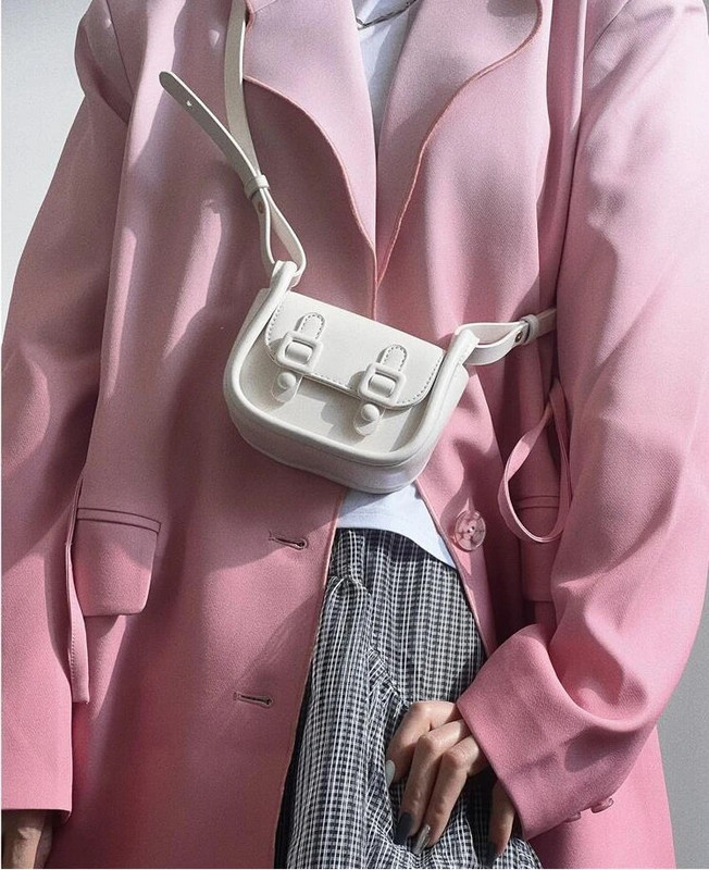 Krepšiai moterims Minortity Designer Rožinė Vienspalvė Saldus Hot Crossbody Ausinių lūpų dažų Krepšiai Nešiojami Magnetiniai Snap PU Square