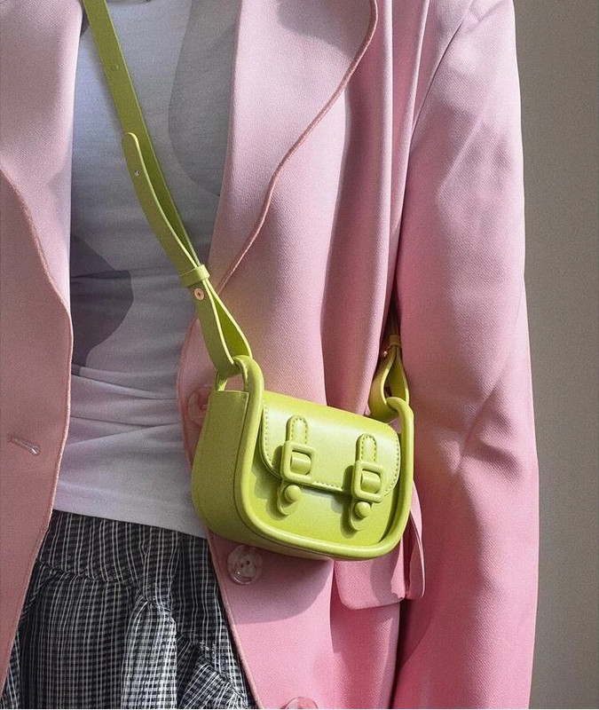 Krepšiai moterims Minortity Designer Rožinė Vienspalvė Saldus Hot Crossbody Ausinių lūpų dažų Krepšiai Nešiojami Magnetiniai Snap PU Square