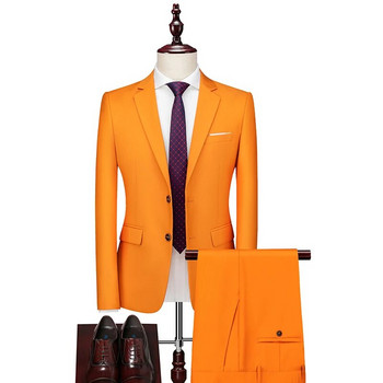 Ανδρικά νυφικά κοστούμια γαμπρού μονόχρωμα σετ φορέματα σακάκια+παντελόνι 2 τεμάχια κοστούμια ανδρικά μονόχρωμα επαγγελματικά κοστούμια μέγεθος 6XL